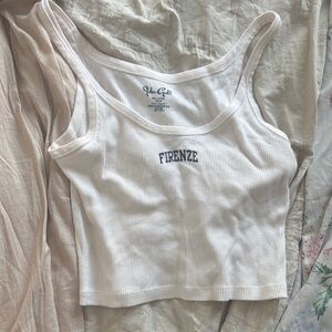 Brandy Melville White Ribbed Crop Top
